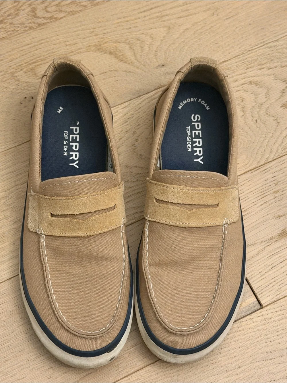 Sperry Men's Tan Canvas Boat Penny Loafers